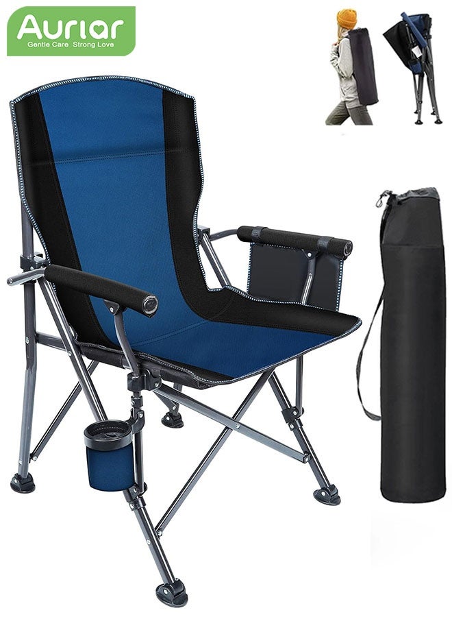 Aurlar Heavy Duty Folding Camping Chair Portable Outdoor Chair with Cup Holder and Storage Pocket, Collapsible Beach and Lawn Chair Supports Up to 150kg for Camping Fishing Hiking and Travel - Image 1